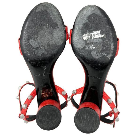 Balenciaga Red Silver Studded Leather Sandals – Size 37 - Picture 8 of 9
